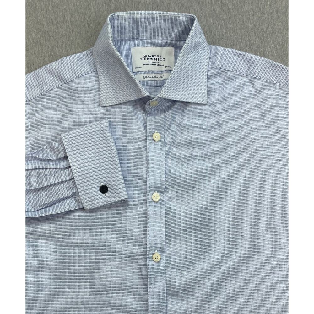 Charles Tyrwhitt Shirt Mens 15.5 - 35 Blue Extra Slim Fit Button Up French Cuff